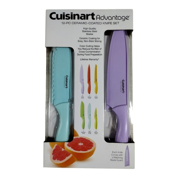 Cuisinart‎ Advantage 12 Piece Ceramic Coated Knife Set New - Picture 1 of 6